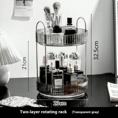 Light Luxury Cosmetics Rotating Storage Rack Transparent Desktop Dressing Table Turntable Multi-Function Table Storage Box