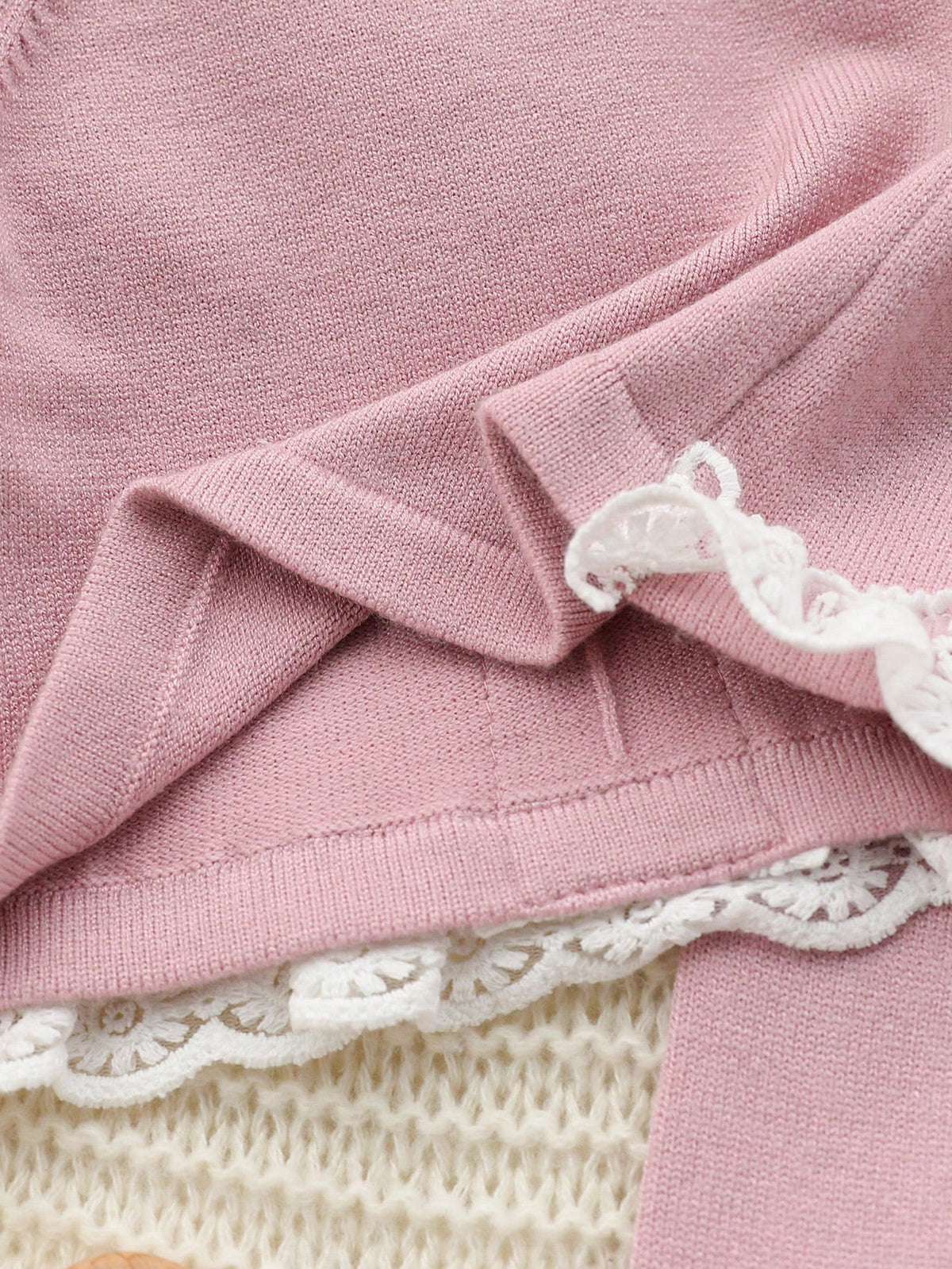 Light Pink Newborn Baby Girl Outfit Set With Lace Trim Sweater,Footed Pants&Knit Hat,Cute Autumn Long Sleeve Pink Bow Baby Set For Baby Shower