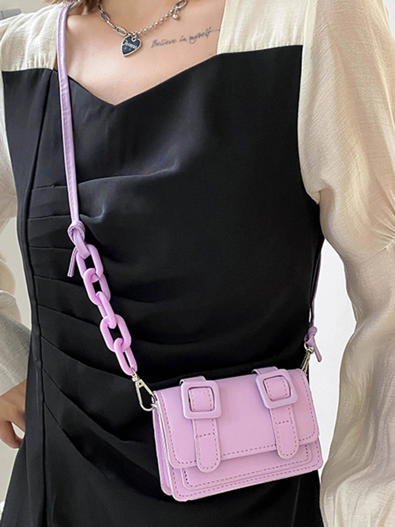 Lightweight,Business Casual Mini Buckle Decor Flap Crossbody Bag For Teen Girls Women College Students,Rookies & White-collar Workers Perfect for Office,College,Work,Business,Commute,Outdoors, Travel