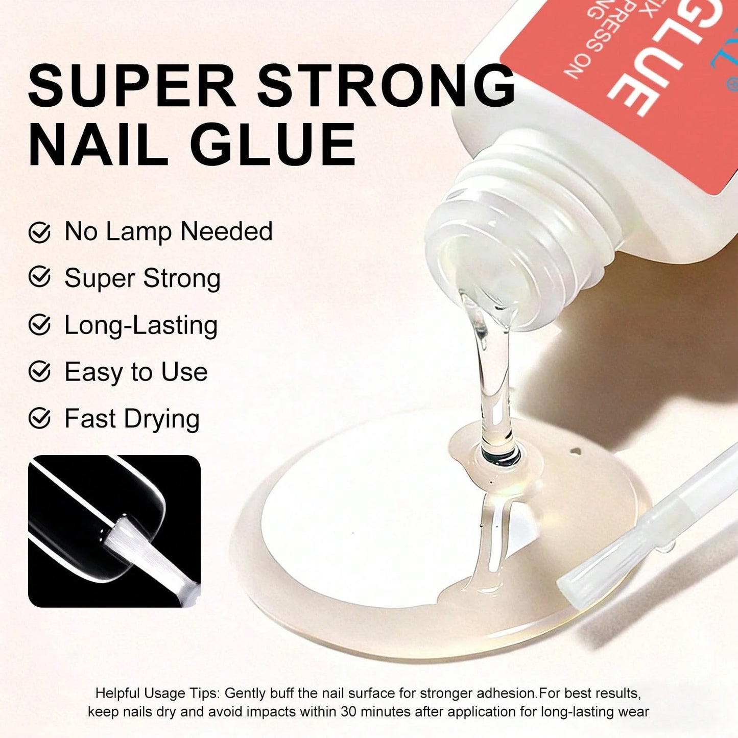 LIMEGIRL Super Strong Fake Nail Glue, 8ml No UV Lamp Needed, Long-Lasting & Durable, Maximum Strength, No Residue, Easy To Apply