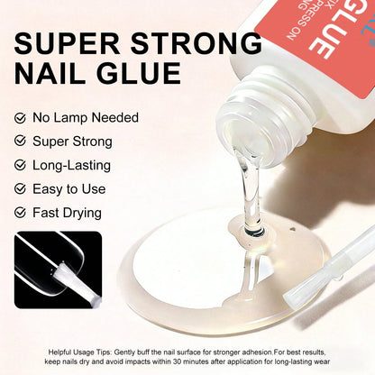 LIMEGIRL Super Strong Fake Nail Glue, 8ml No UV Lamp Needed, Long-Lasting & Durable, Maximum Strength, No Residue, Easy To Apply