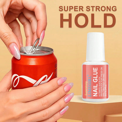 LIMEGIRL Super Strong Fake Nail Glue, 8ml No UV Lamp Needed, Long-Lasting & Durable, Maximum Strength, No Residue, Easy To Apply