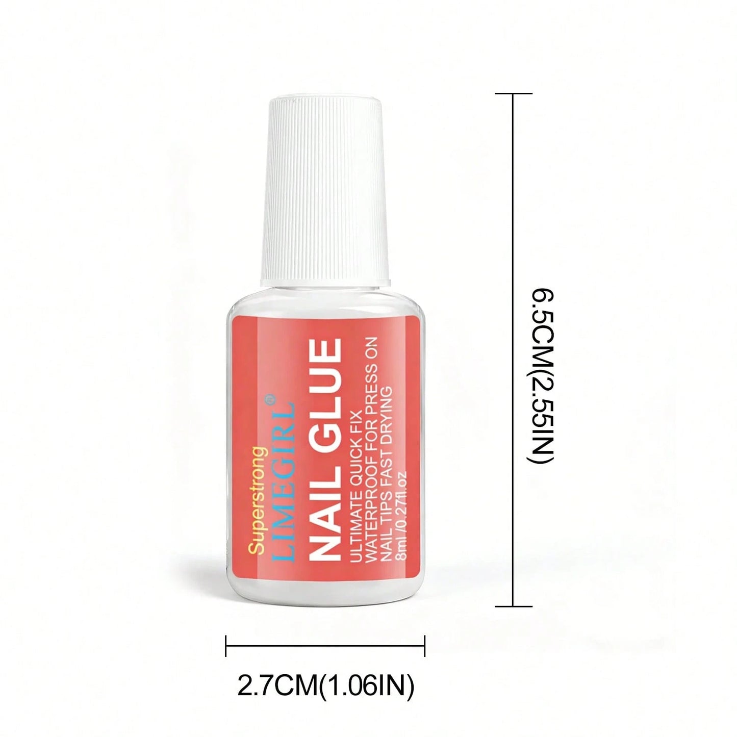 LIMEGIRL Super Strong Fake Nail Glue, 8ml No UV Lamp Needed, Long-Lasting & Durable, Maximum Strength, No Residue, Easy To Apply