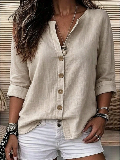 Linhara CURVE Plus Size Women's Woven Casual Striped Shirt