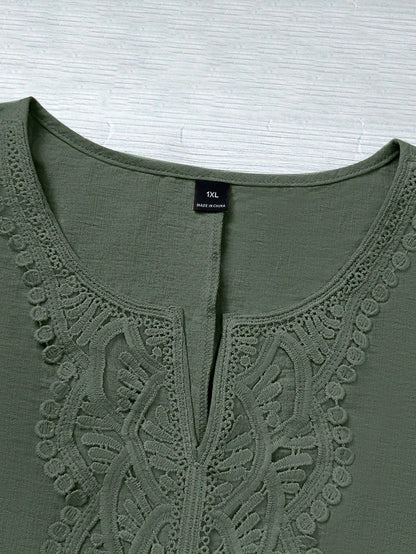 Linhara Large-Sized Woven Casual Summer Women's Shirt