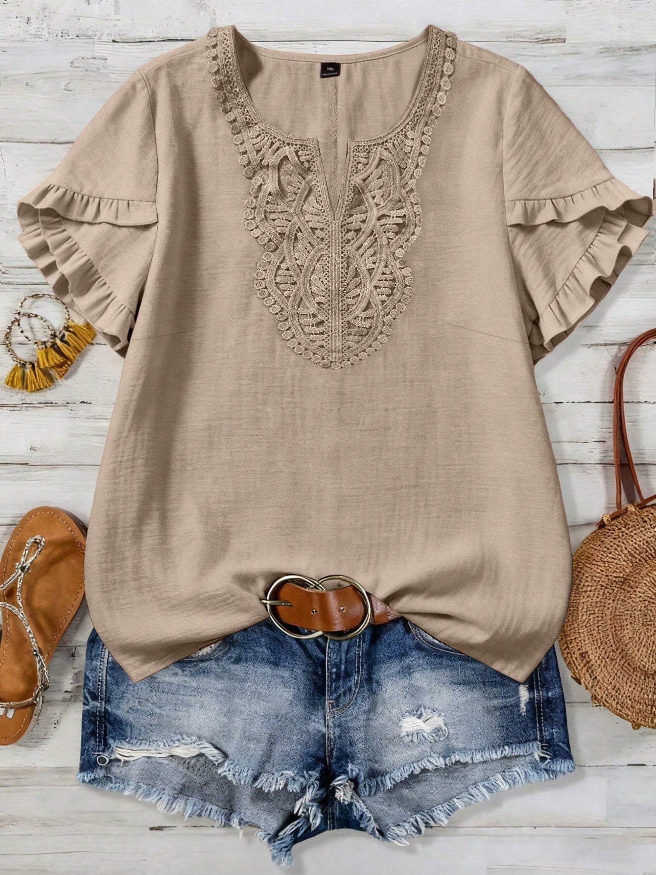 Linhara Large-Sized Woven Casual Summer Women's Shirt
