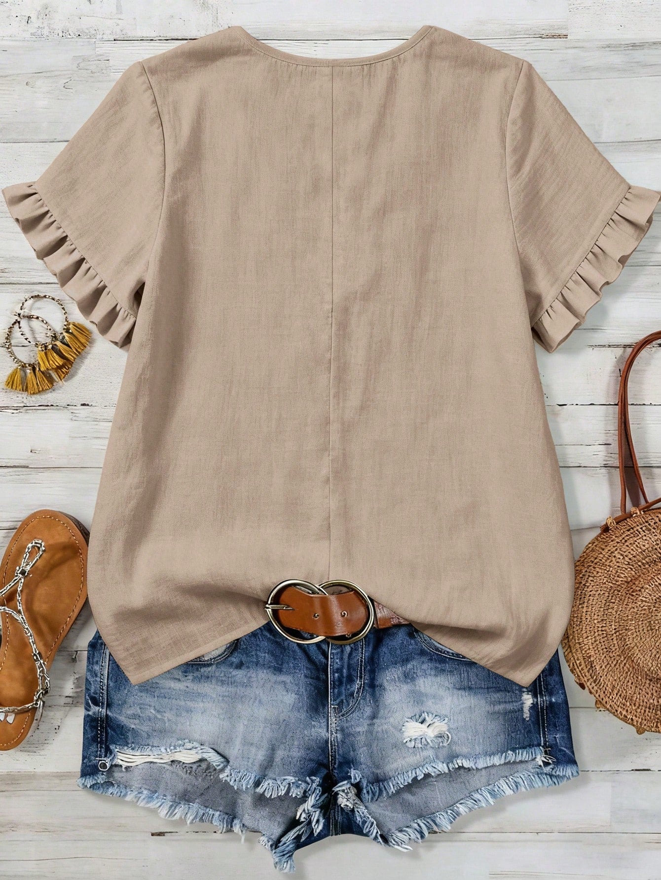Linhara Large-Sized Woven Casual Summer Women's Shirt