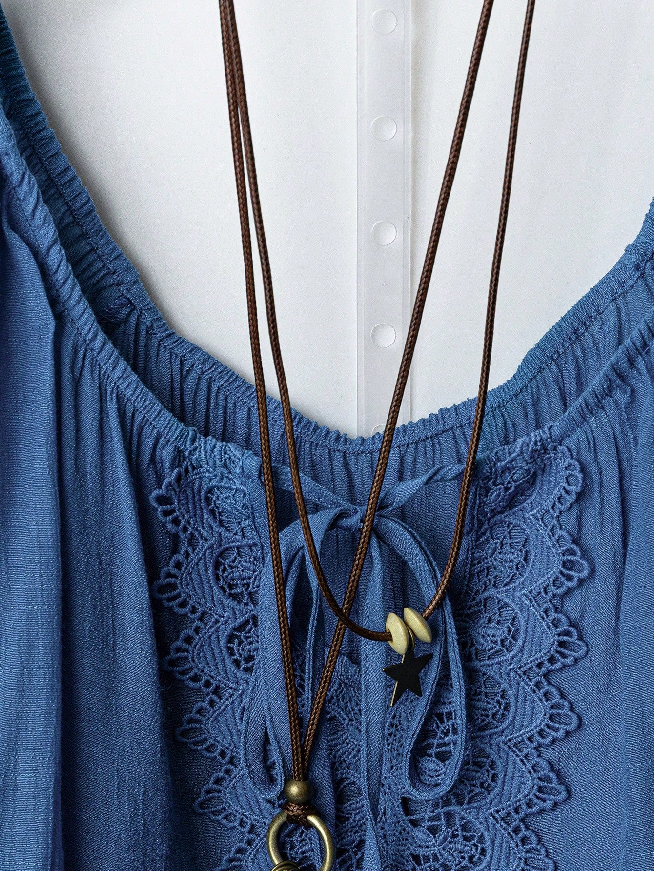 Linhara Plus Size Loose Casual Linen Patchwork Lace Trim Shirt Fall