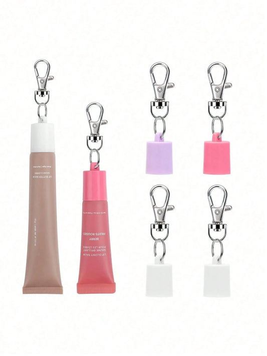 Lip Gloss Keychain Storage Box, Lip Balm Keychain Cover, Portable Lip Gloss Storage Box Compatible With LANGIGE 0.35oz, Aquaphor 0.35oz And Jack Black 0.25oz Lip Gloss, Portable Clip-On Lip Balm Keych