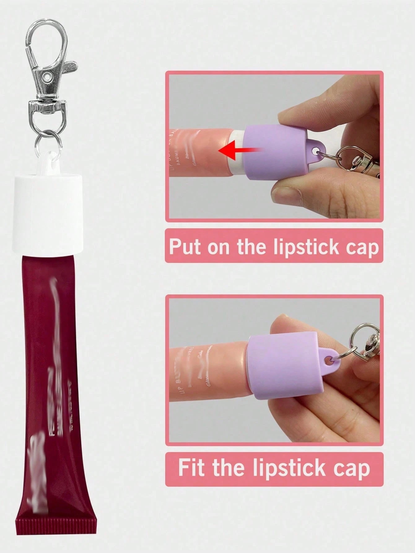 Lip Gloss Keychain Storage Box, Lip Balm Keychain Cover, Portable Lip Gloss Storage Box Compatible With LANGIGE 0.35oz, Aquaphor 0.35oz And Jack Black 0.25oz Lip Gloss, Portable Clip-On Lip Balm Keych