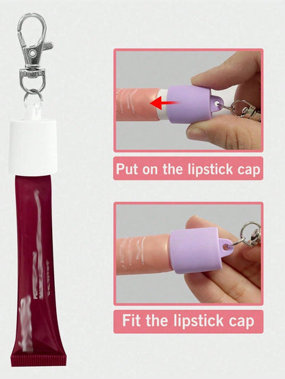 Lip Gloss Keychain Storage Box, Lip Balm Keychain Cover, Portable Lip Gloss Storage Box Compatible With LANGIGE 0.35oz, Aquaphor 0.35oz And Jack Black 0.25oz Lip Gloss, Portable Clip-On Lip Balm Keych
