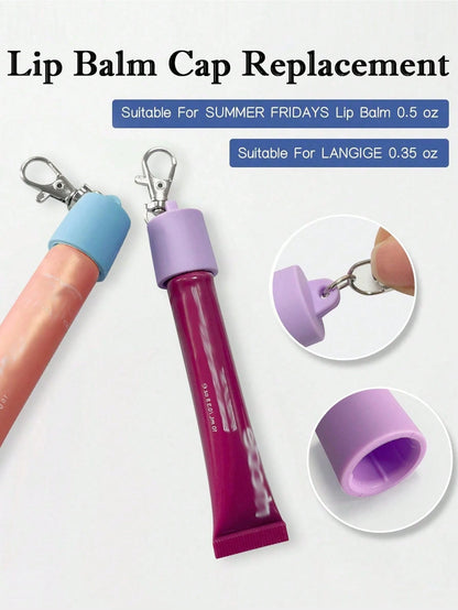 Lip Gloss Keychain Storage Box, Lip Balm Keychain Cover, Portable Lip Gloss Storage Box Compatible With LANGIGE 0.35oz, Aquaphor 0.35oz And Jack Black 0.25oz Lip Gloss, Portable Clip-On Lip Balm Keych