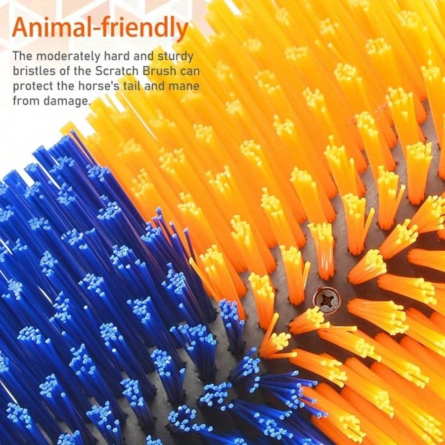 Livestock Scratch Brushes, Horse Scratcher, Full Massage Brush Kit For Horse, Cattle, Sheep, Pig, Yellow- Durable Plastic Bristles And PP Body, Relieves Itchy Back, Grooming And Scratching Post For F