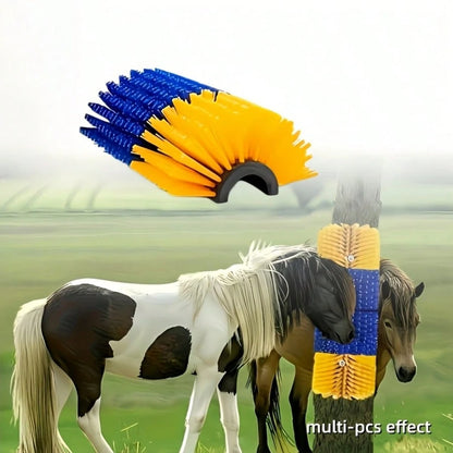 Livestock Scratch Brushes, Horse Scratcher, Full Massage Brush Kit For Horse, Cattle, Sheep, Pig, Yellow- Durable Plastic Bristles And PP Body, Relieves Itchy Back, Grooming And Scratching Post For F