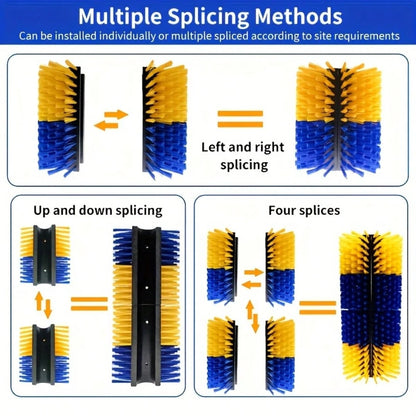Livestock Scratch Brushes, Horse Scratcher, Full Massage Brush Kit For Horse, Cattle, Sheep, Pig, Yellow- Durable Plastic Bristles And PP Body, Relieves Itchy Back, Grooming And Scratching Post For F