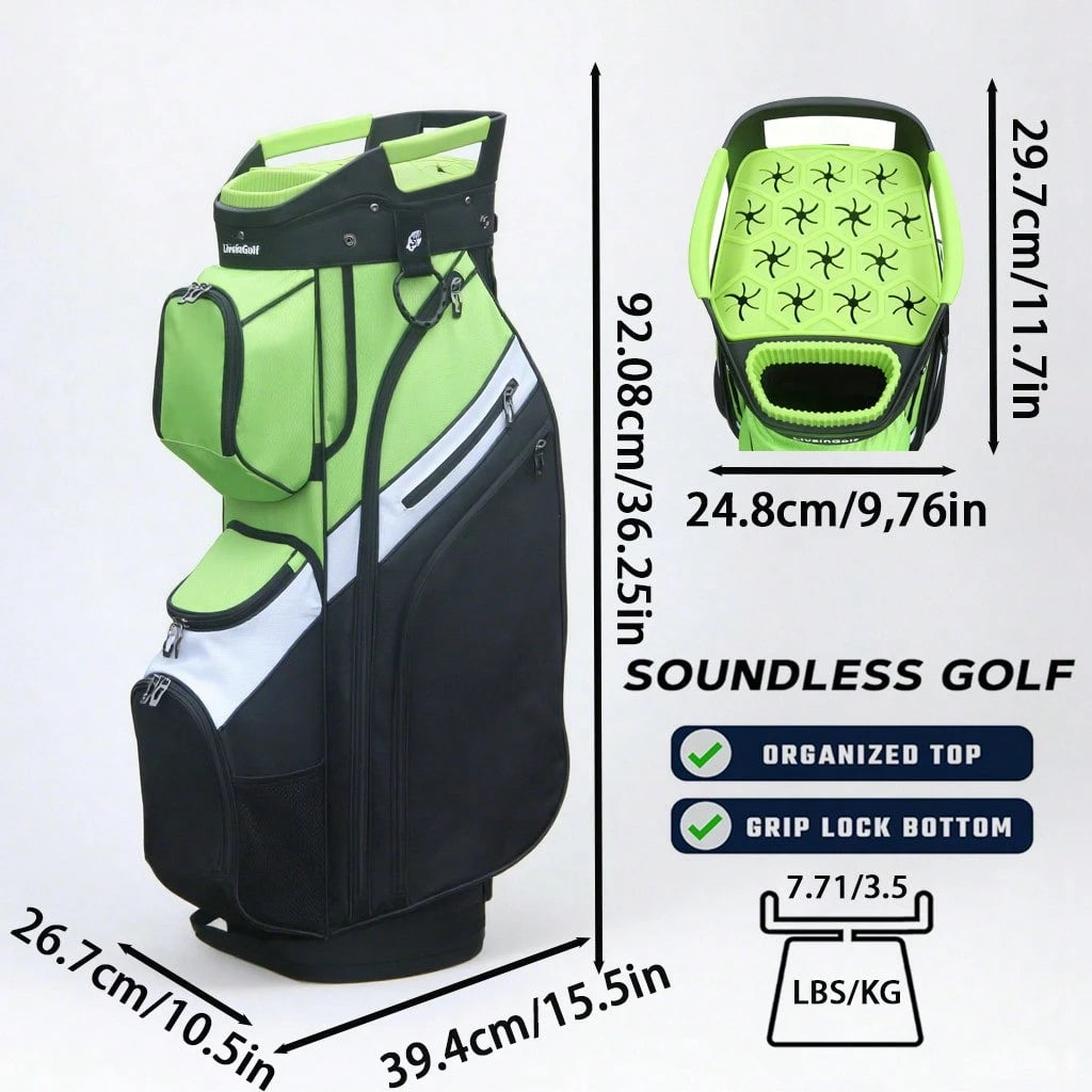 LivsinGolf Golf Cart Bag With 15 Way Full Length Dividers Top, Premium Soundless Golf Cart Bag For Men And Women