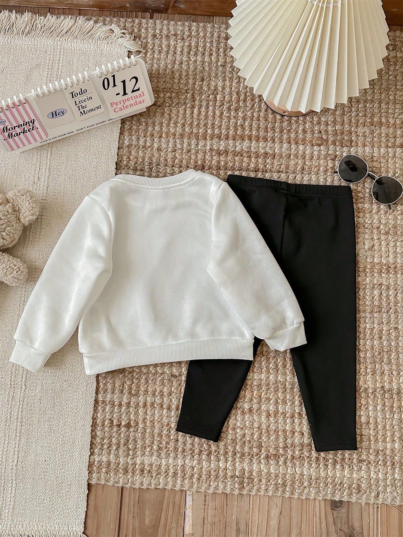 LMoss Kids Baby Girl Halloween Knitted Crew Neck Long Sleeve Sweatshirt & Leggings Set,White And Black Polka Dot,Autumn,Cute,Family Matching Thanksgiving Clothes