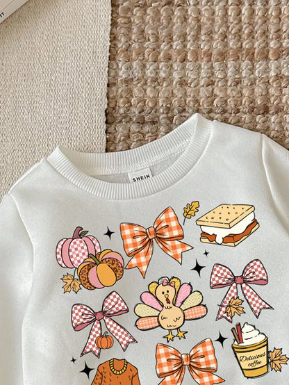 LMoss Kids Baby Girl Halloween Knitted Crew Neck Long Sleeve Sweatshirt & Leggings Set,White And Black Polka Dot,Autumn,Cute,Family Matching Thanksgiving Clothes