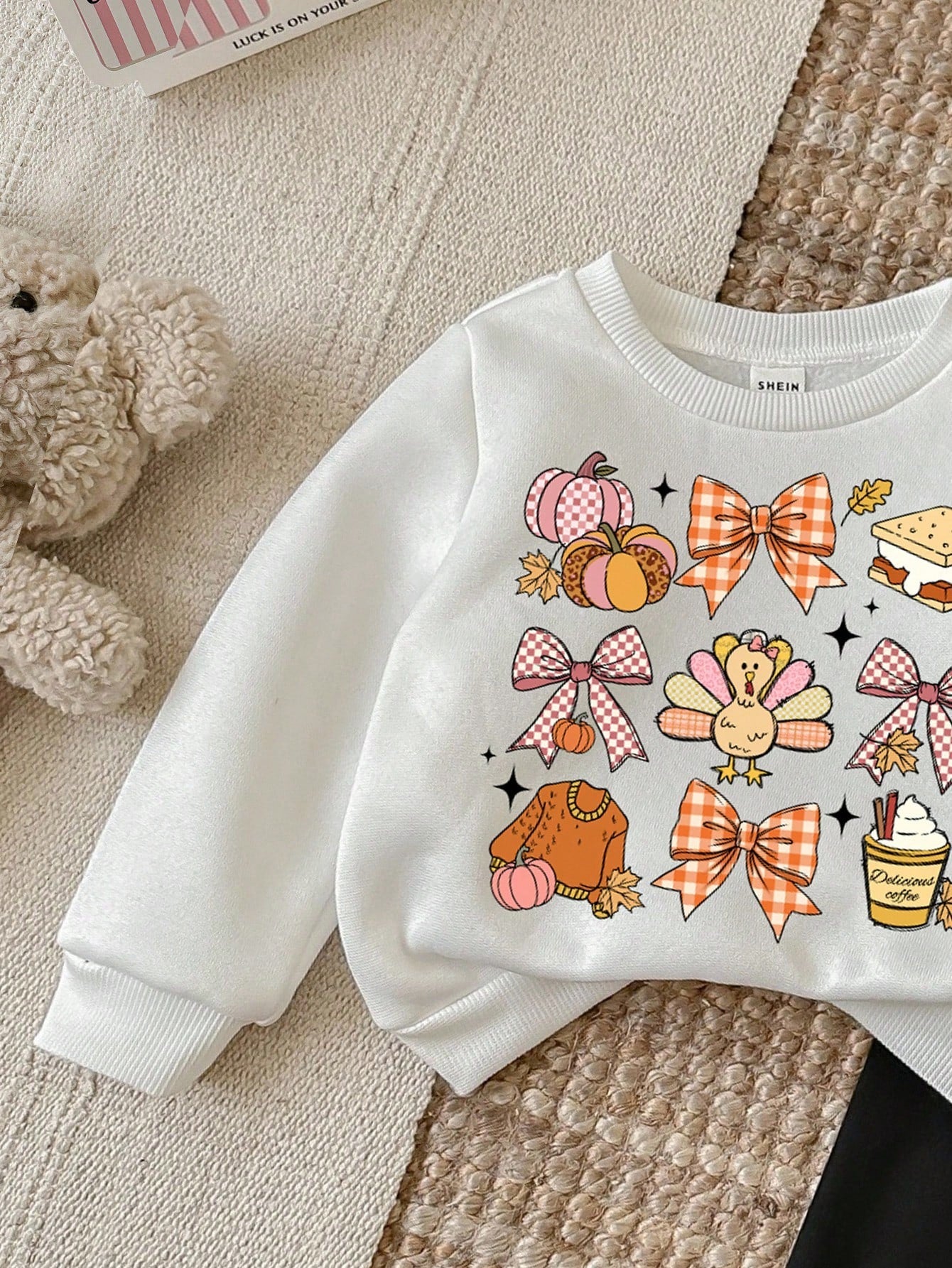 LMoss Kids Baby Girl Halloween Knitted Crew Neck Long Sleeve Sweatshirt & Leggings Set,White And Black Polka Dot,Autumn,Cute,Family Matching Thanksgiving Clothes
