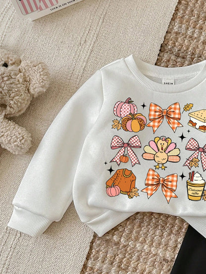 LMoss Kids Baby Girl Halloween Knitted Crew Neck Long Sleeve Sweatshirt & Leggings Set,White And Black Polka Dot,Autumn,Cute,Family Matching Thanksgiving Clothes