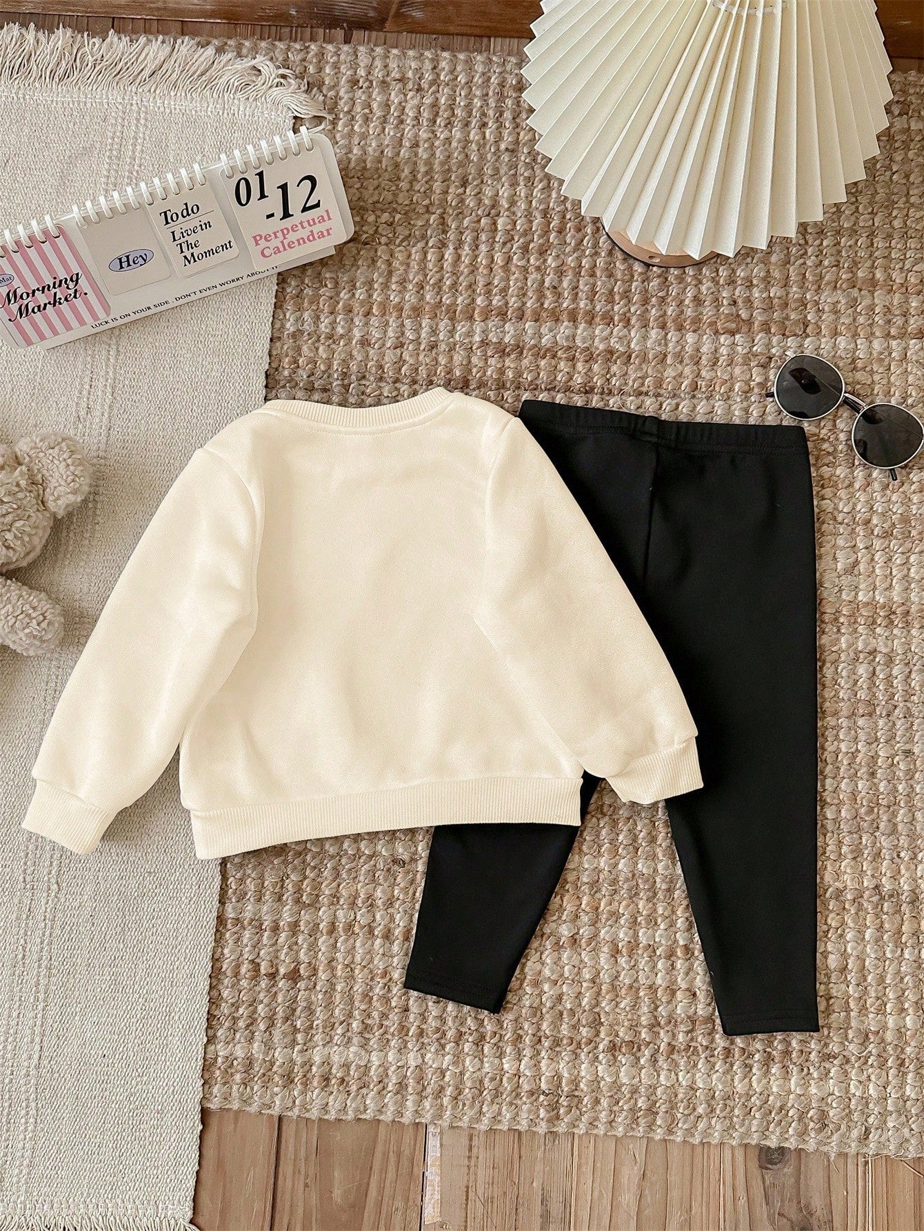 LMoss Kids Baby Girl Halloween Knitted Crew Neck Long Sleeve Sweatshirt & Leggings Set,White And Black Polka Dot,Autumn,Cute,Family Matching Thanksgiving Clothes