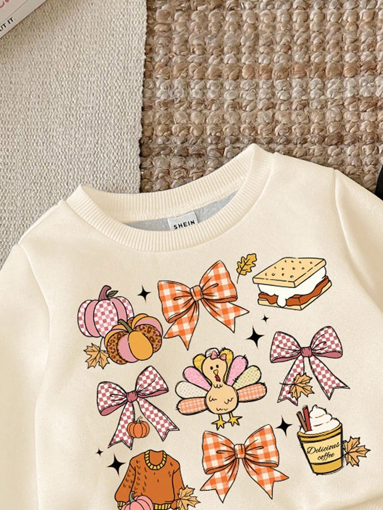 LMoss Kids Baby Girl Halloween Knitted Crew Neck Long Sleeve Sweatshirt & Leggings Set,White And Black Polka Dot,Autumn,Cute,Family Matching Thanksgiving Clothes