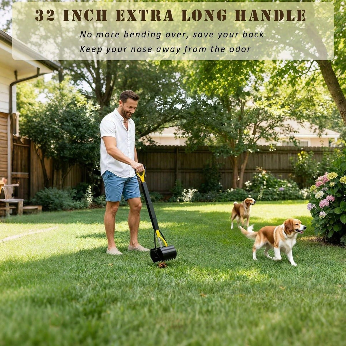 Long-Handled Dog Pick-Up Shovel Set (3pcs)| Including 20 Garbage Bags+Bone Receiver| Foldable And Portable| Cleaning Large And Medium-Sized Dog Feces| Suitable For Courtyard Lawn.