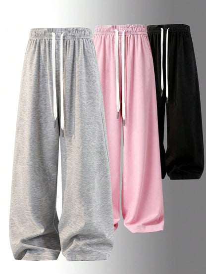 Loose Fit Drawstring Design Casual Wide Leg Pants, Suitable For Outdoor Sports And Daily Wear In Summer & Autumn, Great Gift For Girlfriend Back To School Season Spring