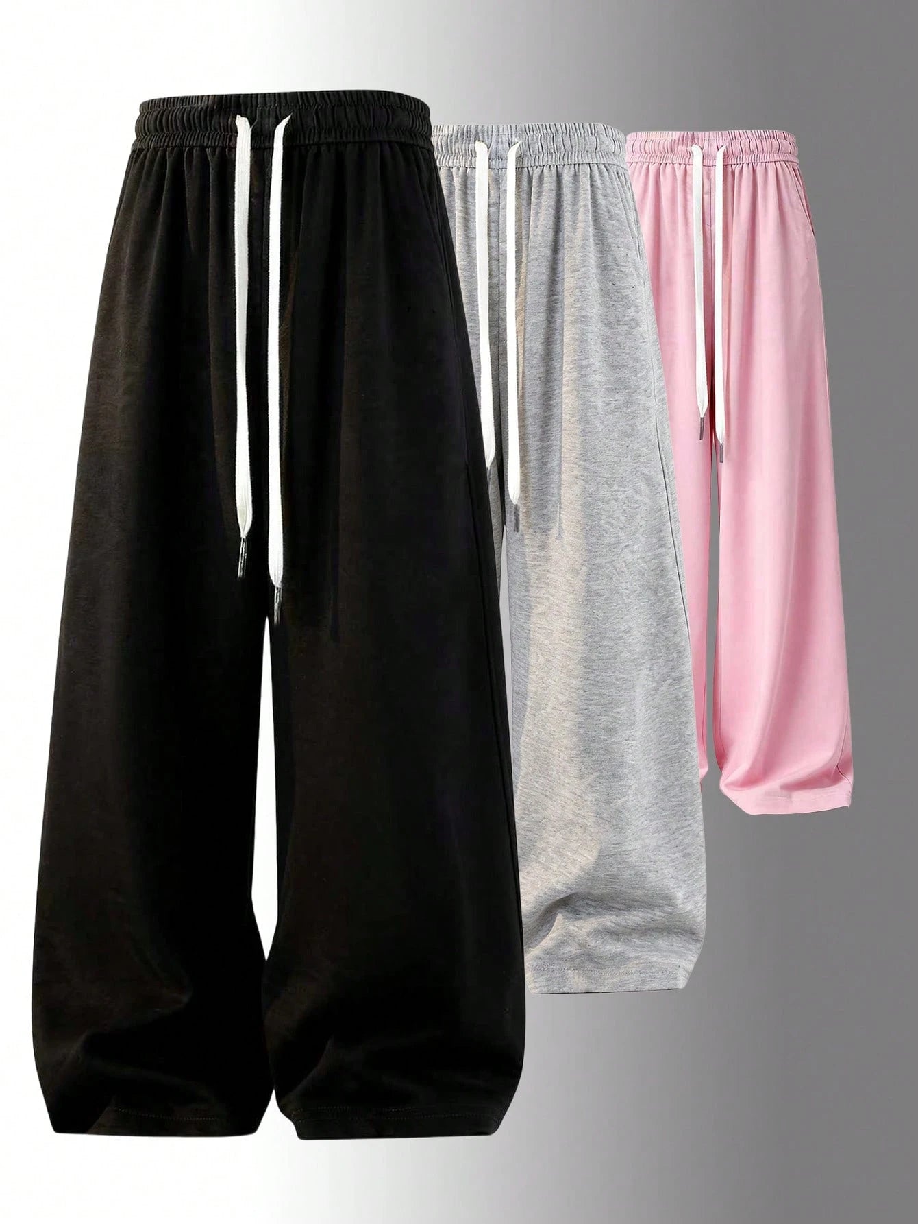 Loose Fit Drawstring Design Casual Wide Leg Pants, Suitable For Outdoor Sports And Daily Wear In Summer & Autumn, Great Gift For Girlfriend Back To School Season Black Spring