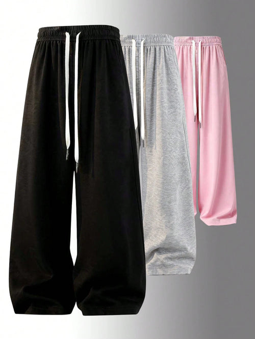Loose Fit Drawstring Design Casual Wide Leg Pants, Suitable For Outdoor Sports And Daily Wear In Summer & Autumn, Great Gift For Girlfriend Back To School Season Black Spring