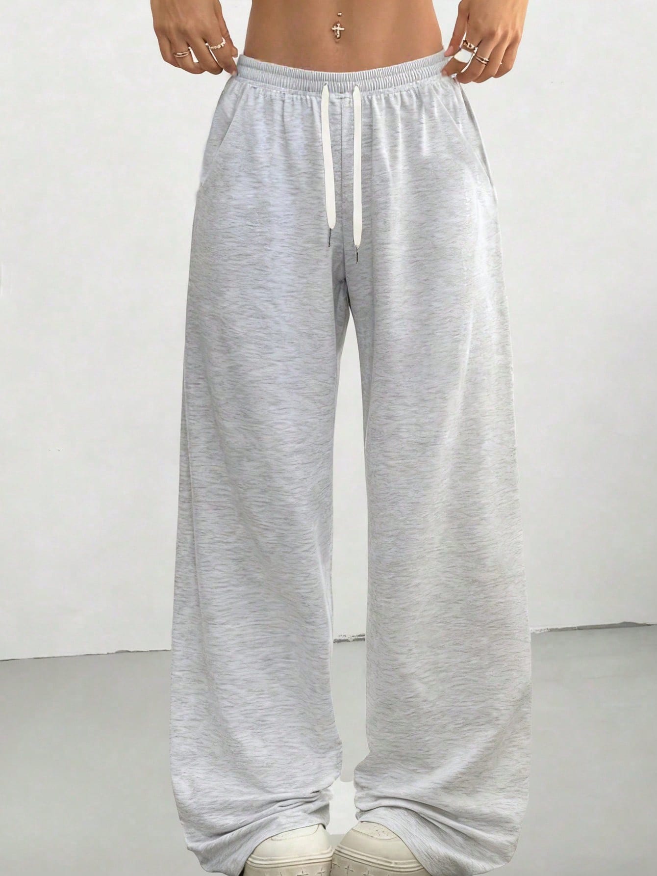 Loose Fit Drawstring Design Casual Wide Leg Pants, Suitable For Outdoor Sports And Daily Wear In Summer & Autumn, Great Gift For Girlfriend Back To School Season Spring