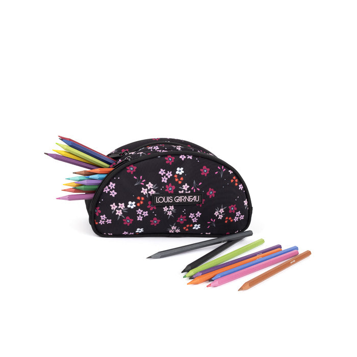 122302-98-LGFLORALETUIACRAYONS2COMPARTIMENTS-02-LOUIS GARNEAU | FLORAL PENCIL CASE-Kids Pencil Cases | Accessories-LOUIS GARNEAU-Yellow Shoes