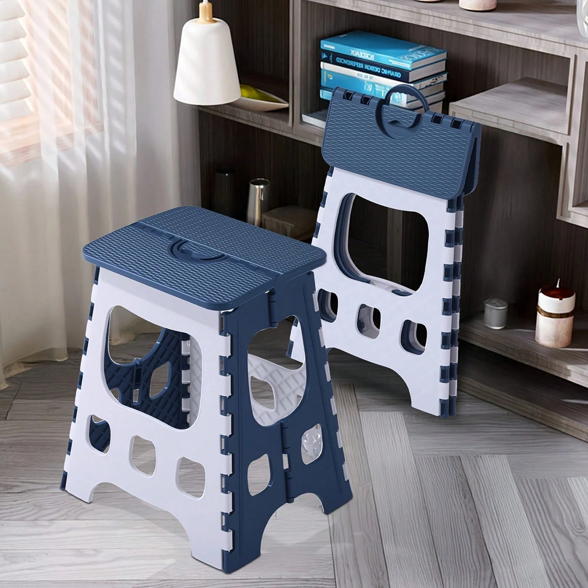 LOVEWE 330 Lbs Load Folding Stool, Sturdy Plastic Step Stool, Compact Foldable Design For Indoor & Outdoor Use