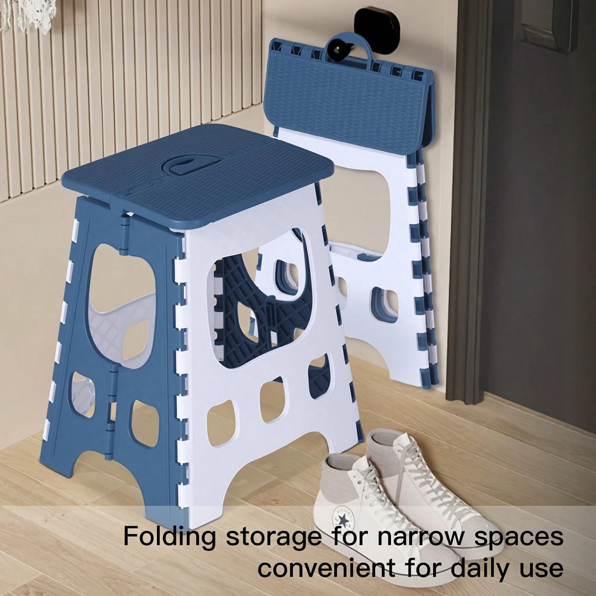 LOVEWE 330 Lbs Load Folding Stool, Sturdy Plastic Step Stool, Compact Foldable Design For Indoor & Outdoor Use