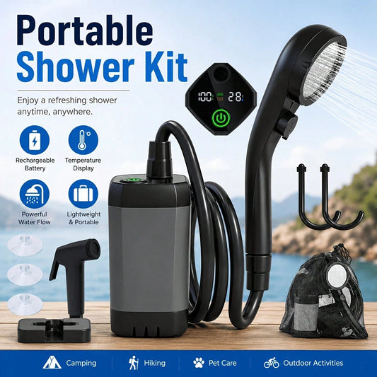 LOVEWE 6000mAh Portable Rechargeable Shower, IPX7 Waterproof With 4 Spray Settings, 120 Mins Long Runtime, Compact Device For Outdoor Activities, Car & Pet Cleaning