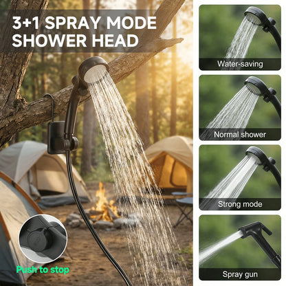 LOVEWE 6000mAh Portable Rechargeable Shower, IPX7 Waterproof With 4 Spray Settings, 120 Mins Long Runtime, Compact Device For Outdoor Activities, Car & Pet Cleaning