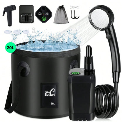 LOVEWE 6000mAh Portable Rechargeable Shower, IPX7 Waterproof With 4 Spray Settings, 120 Mins Long Runtime, Compact Device For Outdoor Activities, Car & Pet Cleaning