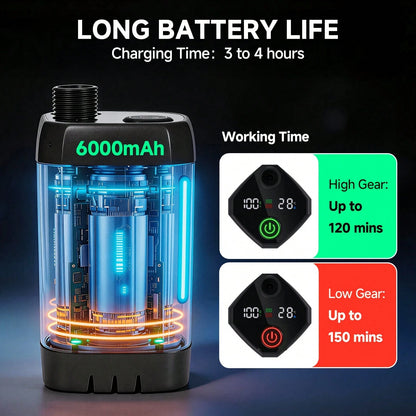 LOVEWE 6000mAh Portable Rechargeable Shower, IPX7 Waterproof With 4 Spray Settings, 120 Mins Long Runtime, Compact Device For Outdoor Activities, Car & Pet Cleaning
