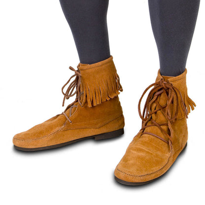 Low Suede Boots with Fringe