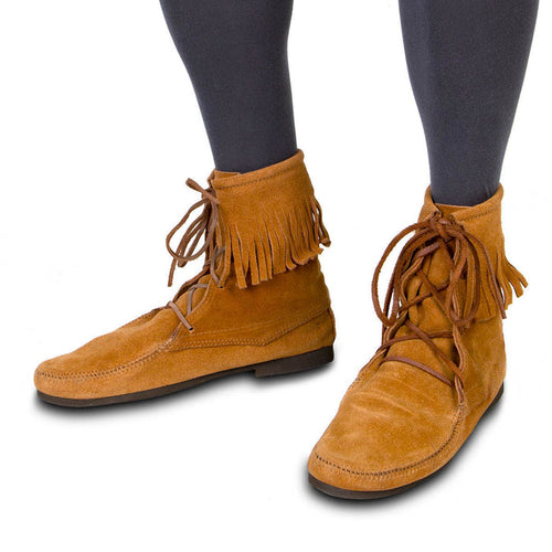 Low Suede Boots with Fringe