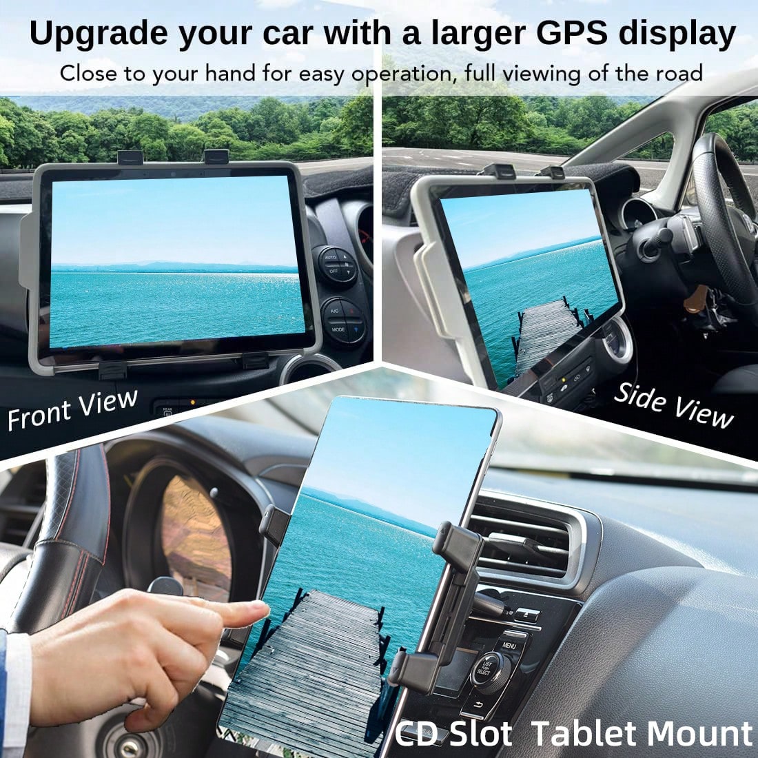 LRBH Universal Car Mount [2 In 1] CD Slot GPS Car Mount For 7-12.4 Inch Tablet, CD Player Cell Phone Holder For 3.5-7 Inch Smartphone Dash Stand For IPad Pro/Air/Mini
