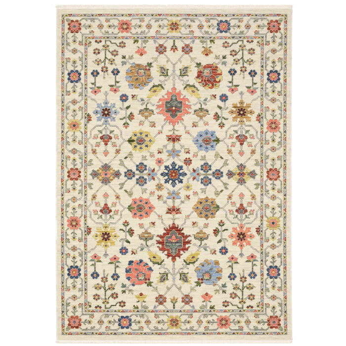 Oriental Weavers Area Rugs Lucca Area Rugs 93w Oushak Ivory Wool-Nylon Blend In 8 Sizes