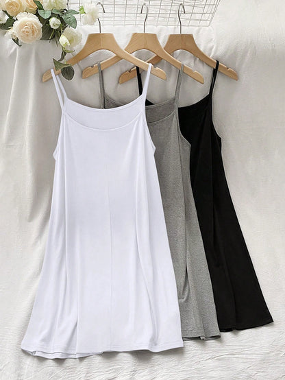 LUNE 3pcs/Set Plus Size Women's Solid Color Camisole Tank Top
