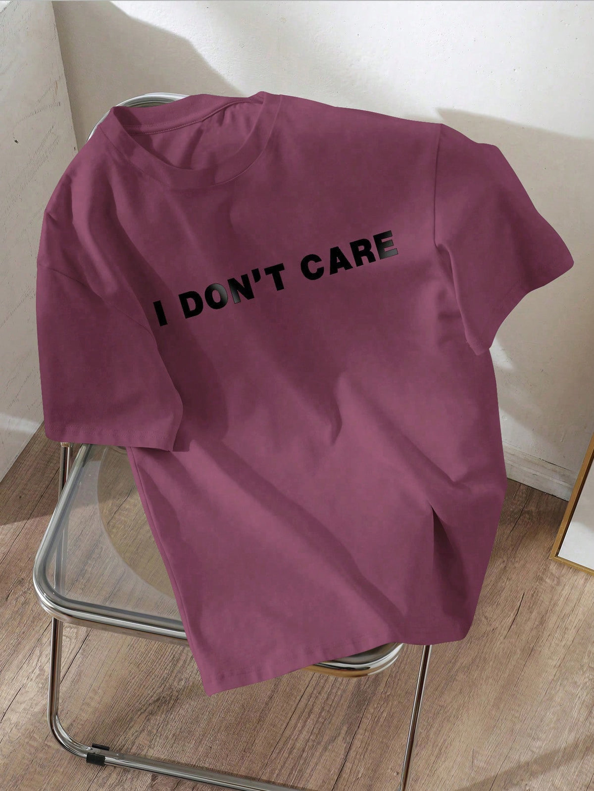 LUNE Casual English Slogan Print Round Neck Short Sleeve T-Shirt For Women, Summer Suitable For Going Out,Casual