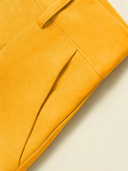 LUNE Elegant Women's Mustard Yellow Wide-Leg Pants,Winter Office Attire,Casual Solid Palazzo Trousers,Festival Outfits,Elegant Summer Multi-Functional