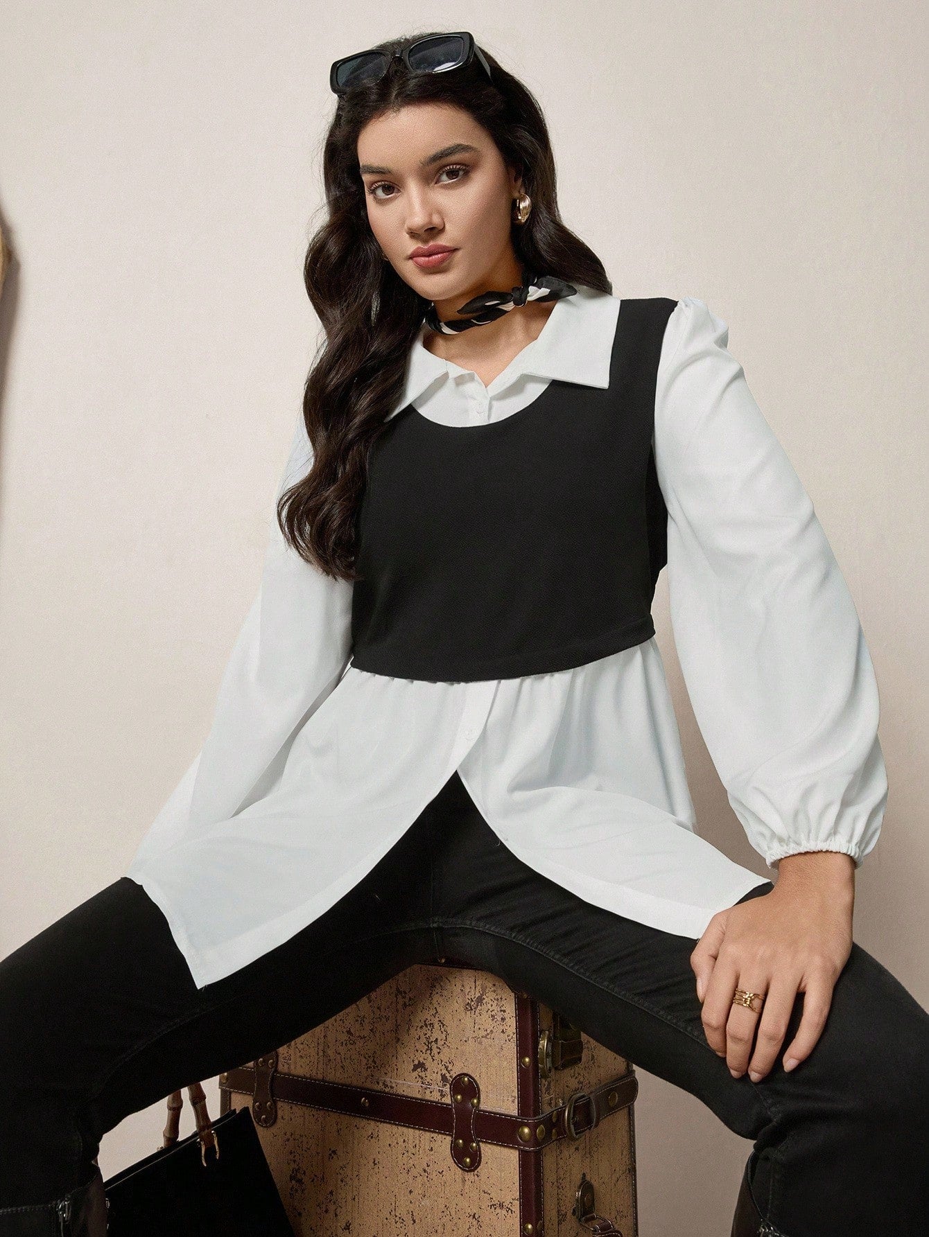 LUNE Plus Size Women Casual Floral Patchwork Top Thanksgiving Women New Year Winter Rave Fall