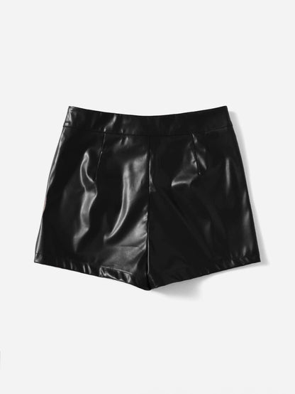 LUNE PU Leather Skinny Shorts, Casual For Summer