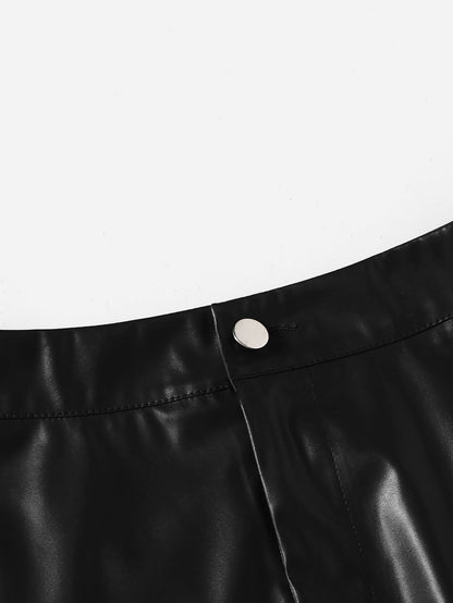 LUNE PU Leather Skinny Shorts, Casual For Summer