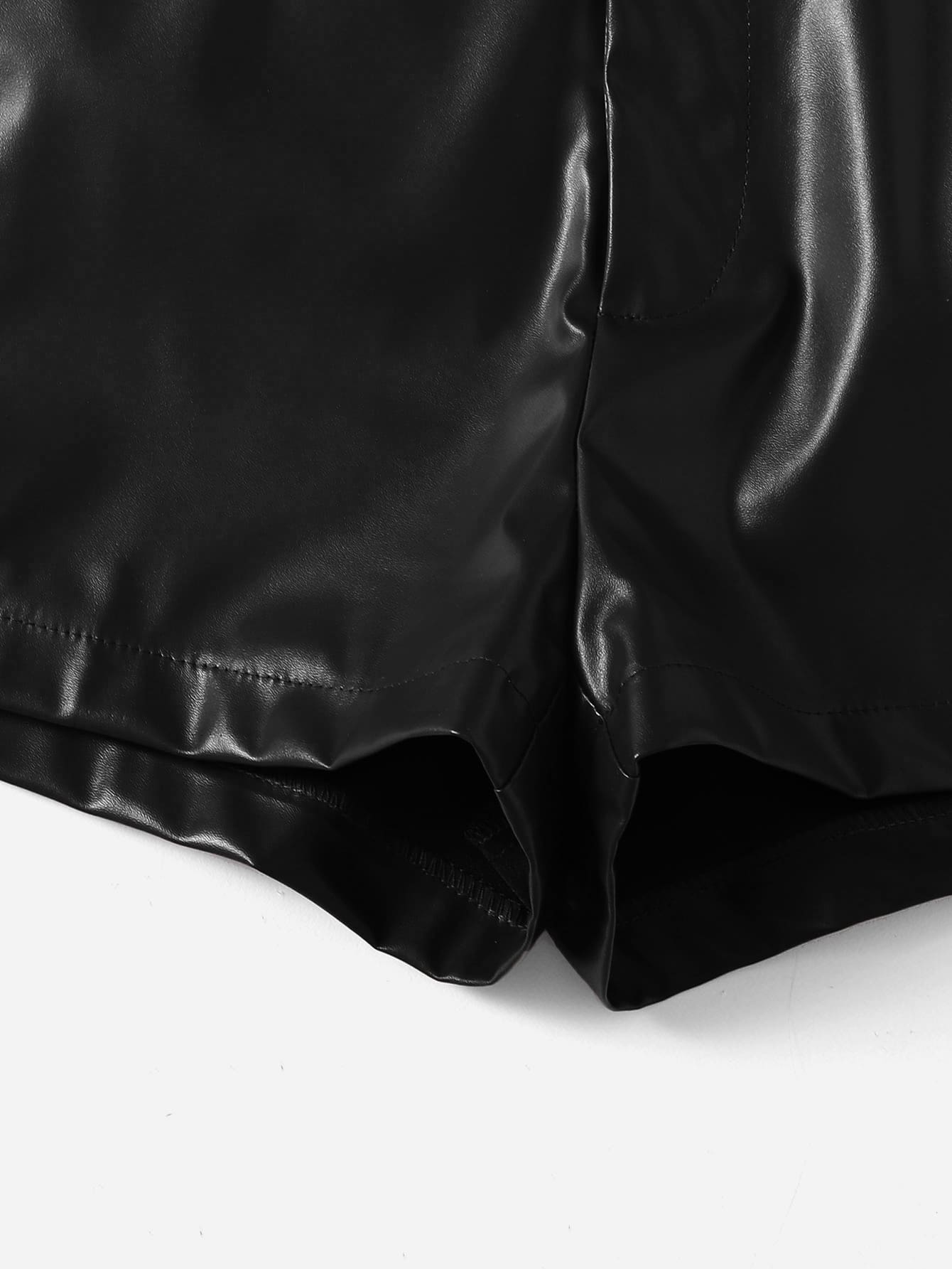 LUNE PU Leather Skinny Shorts, Casual For Summer