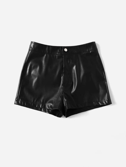 LUNE PU Leather Skinny Shorts, Casual For Summer